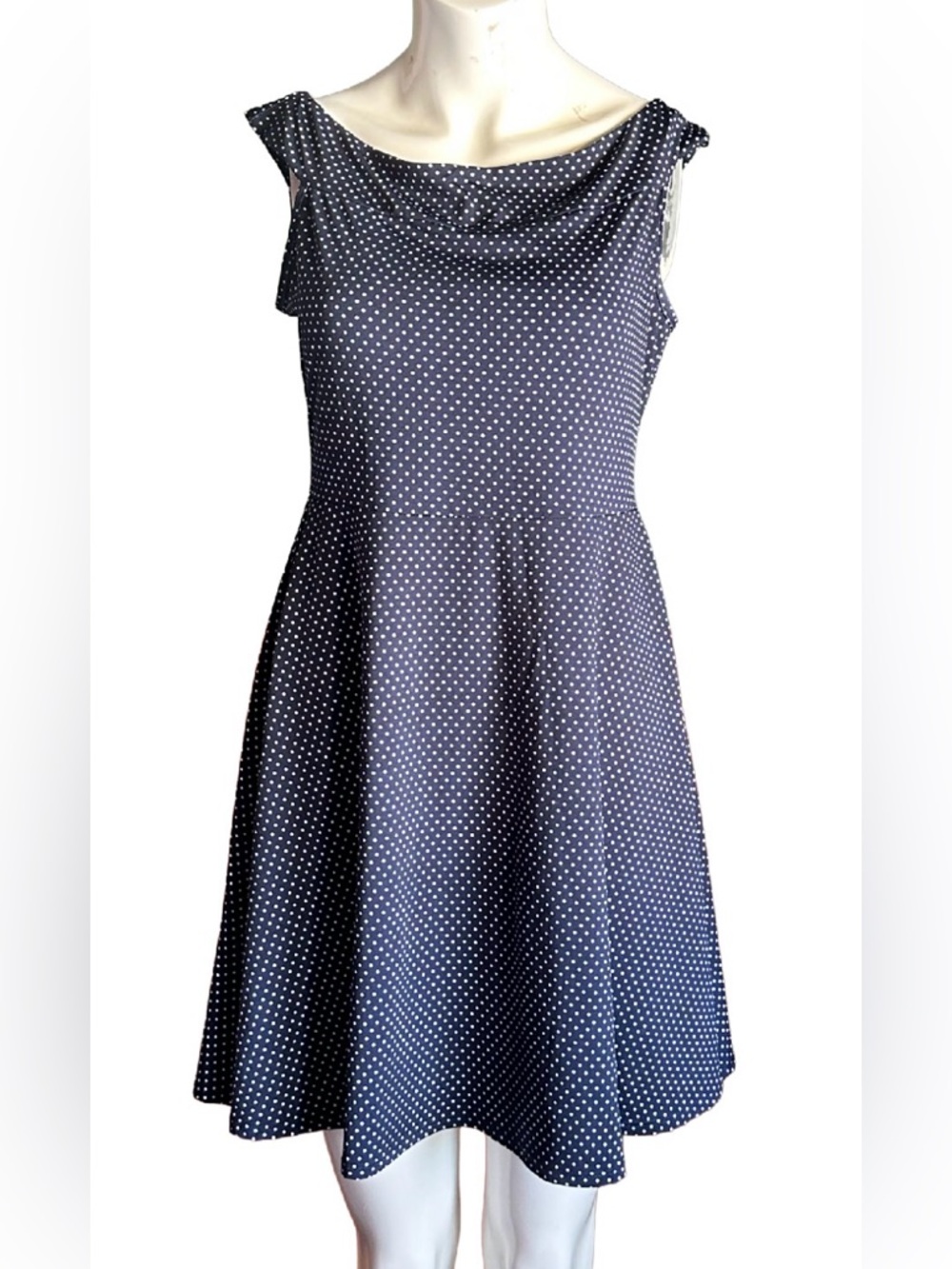 Vintage Navy Polka Dot Midi Dress